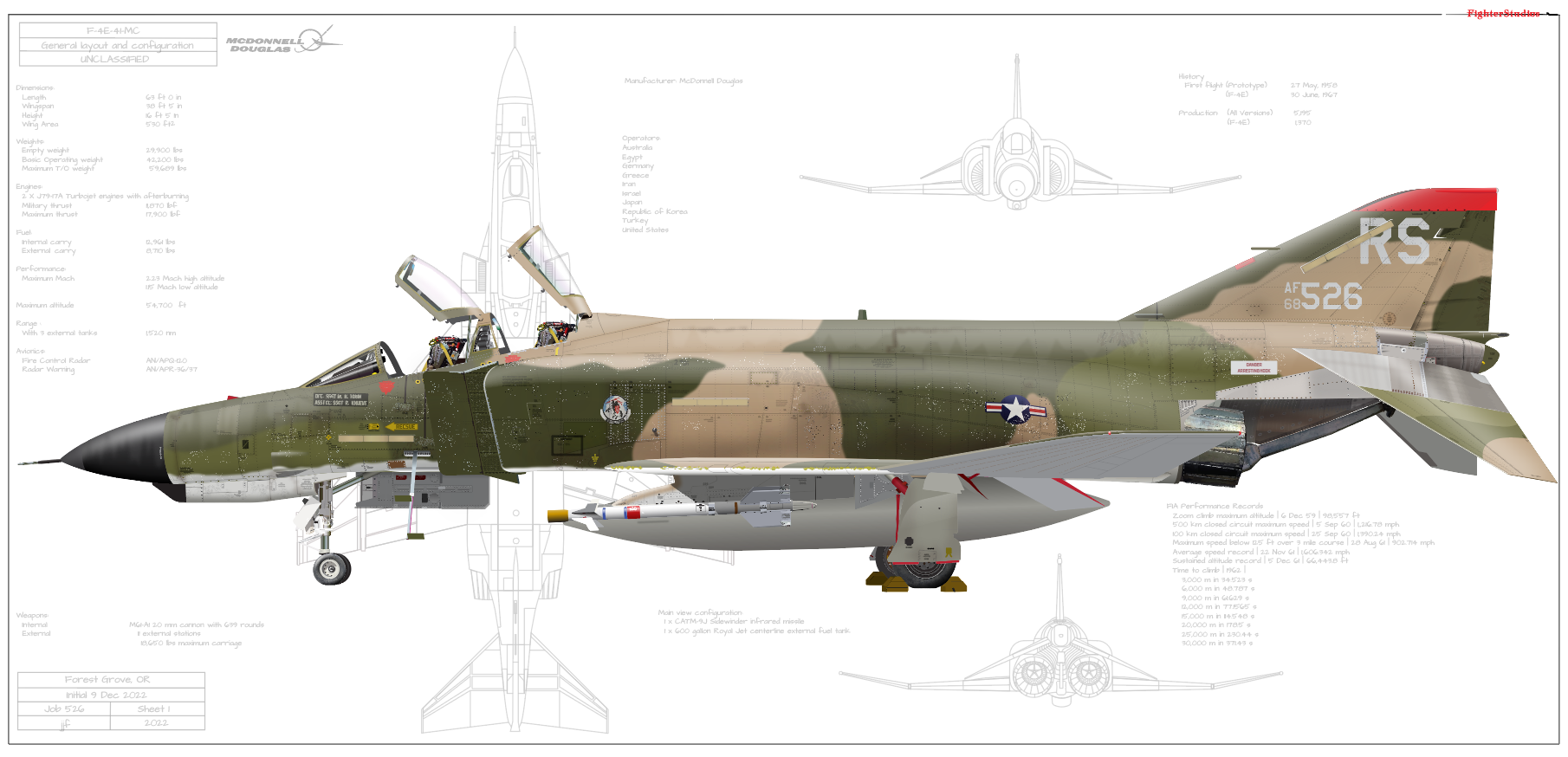 F-4 Phantom II Fine Art Aircraft Profile Prints — Fighter